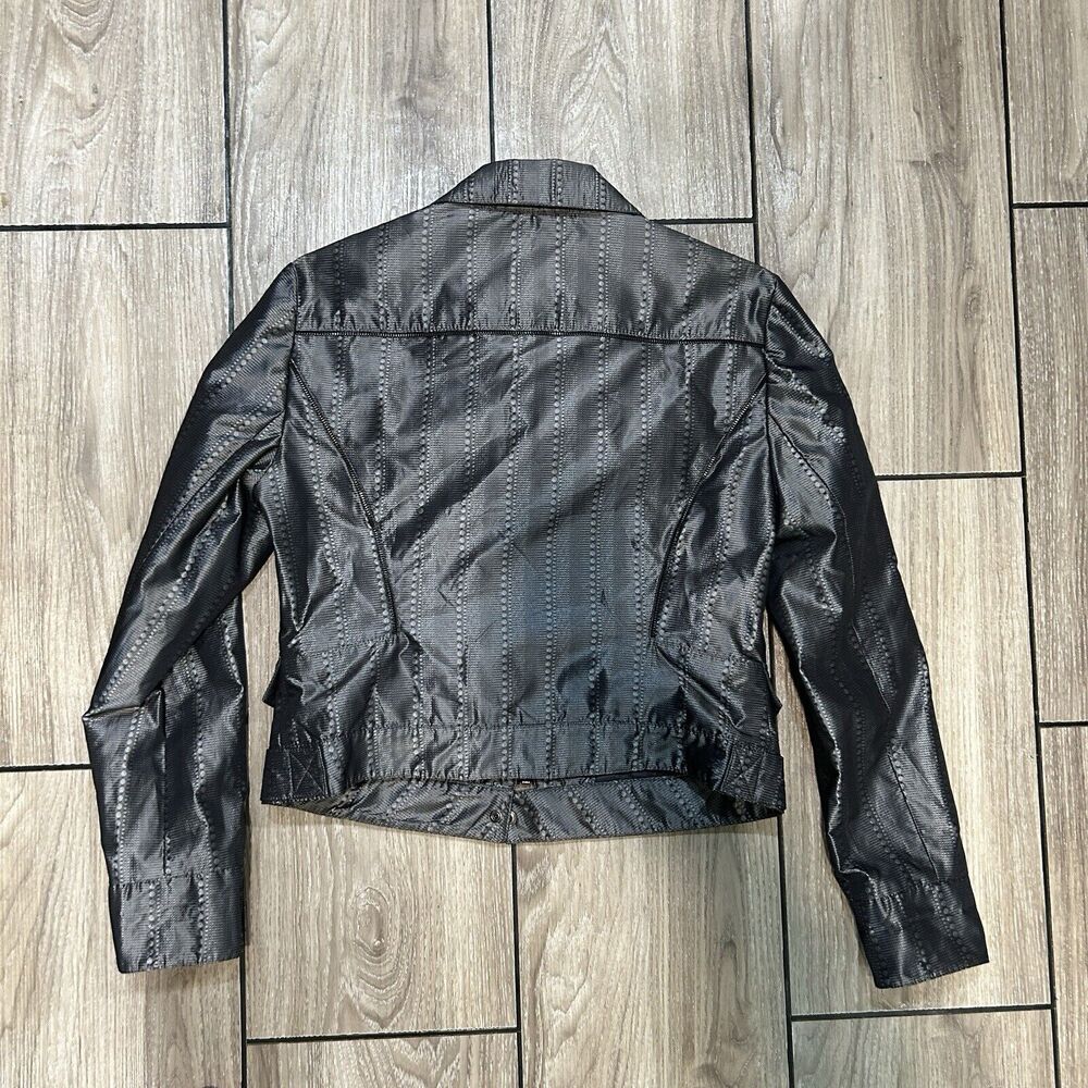 Womens Jacket 8 Full Zip Moto Gray Festival Event Grunge Rockabilly - Picture 5 of 11
